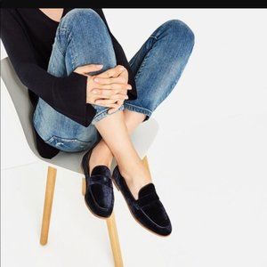 Zara Navy Blue Velvet Loafers - Sz 38 / 7.5 NWT